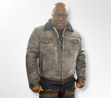 Mens Denim Style Shearling Jacket