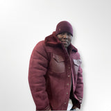 Mens Burgundy Denim Style Shearling