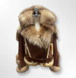 Womens Brown Fox Shearling With Hood