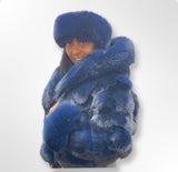 Womens Blue Fox Hood