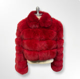 Womens Red Crop Fox Jacket