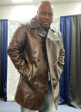 Mens yellow Leather peacoat